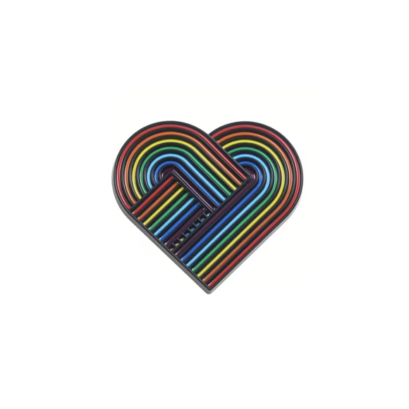 LGBTQIA+ Intertwined Rainbow Heart Enamel Pin