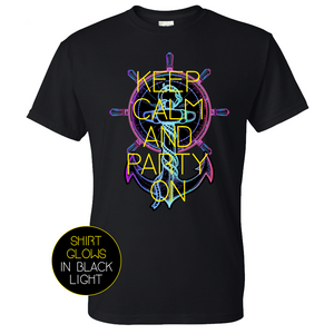 KEEP CALM and PARTY ON Glowing NEON Tee