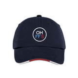 John Heald's For Fun's Sake Red White Blue Embroidered Cap with Striped Closure - Navy