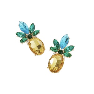 Rhinestone Pineapple Studded Earrings