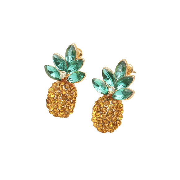 Jeweled Pineapple Studded Earrings